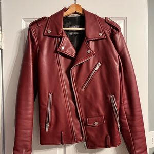 Zara Man XS Red Leather Jacket